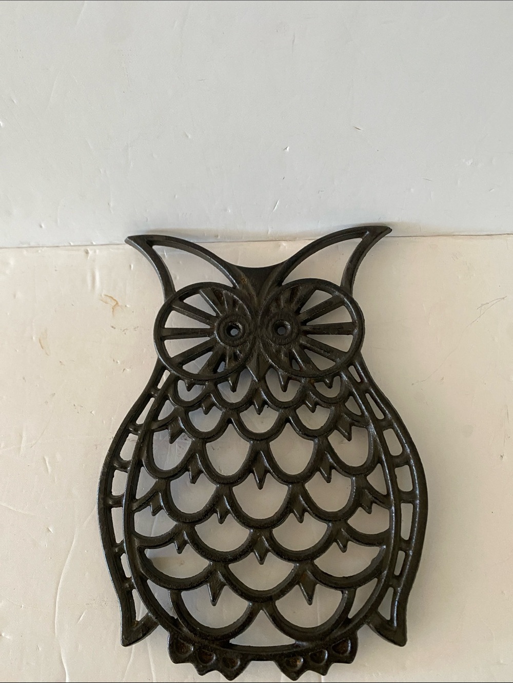 Decorative Owl Trivet - Black Cast Iron